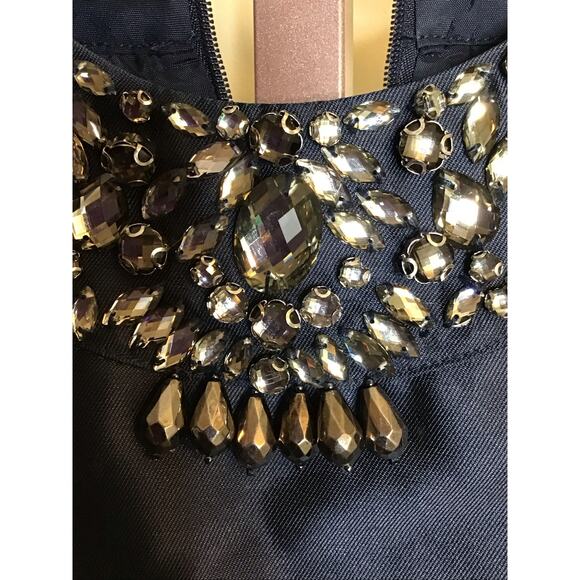 Adrianna Papell Women Fit and Flare Dress  Sz.2 Blue Mikado Party Cocktail Gown - Picture 8 of 12